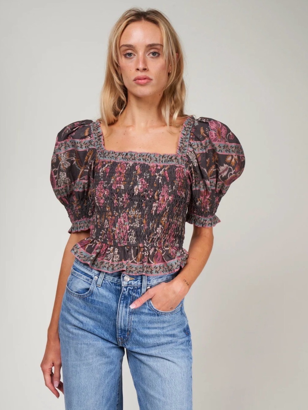 Sea New York Smocked Tess Top in XS